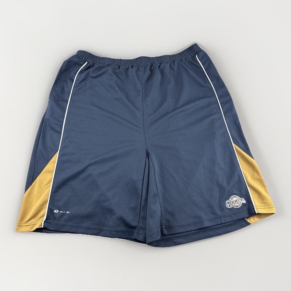 Milwaukee Brewers True Fan Shorts Men 2XL Blue Drawstring Baggy Y2K MLB Baseball